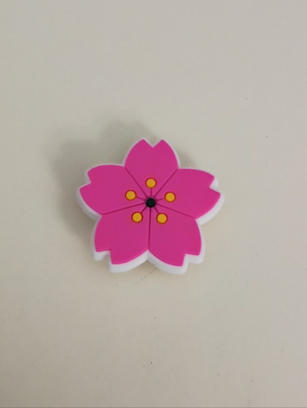 10 for $10 Jibbitz Croc Charm - Pink Flower 5 Petals With Black & Yellow Pistol